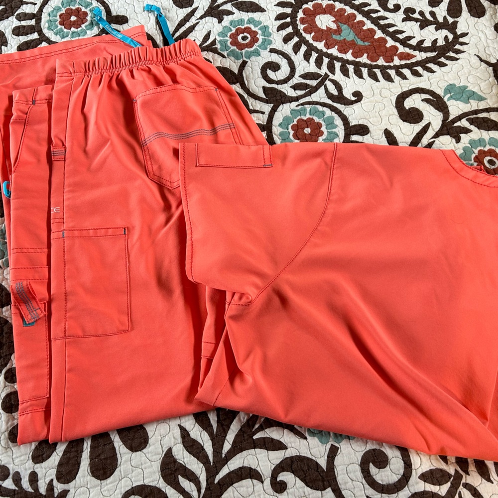 Coral Carhartt scrub set